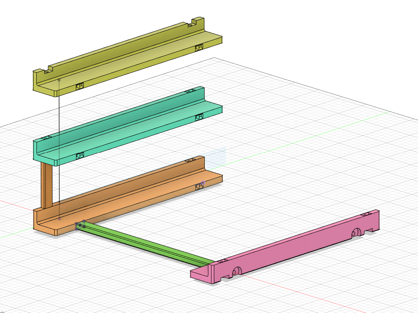 Top, middle and bottom shelves are different to accomodate nuts and bolt